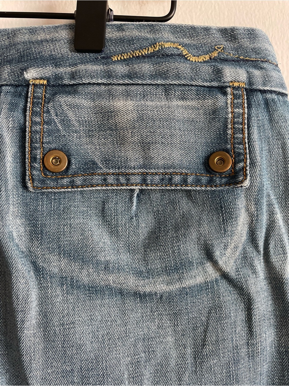 7 for all mankind a-line denim jean skirt large flap pockets rivets y2k 90s 30 - Picture 5 of 8